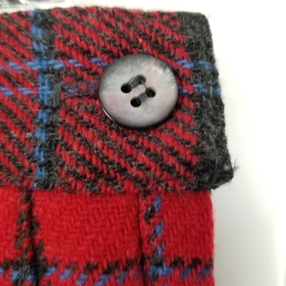 Vintage 100% Wool Pleated Tartan Plaid Midi Skirt Red Gray Blue USA Mik Mak 14 - Picture 4 of 8